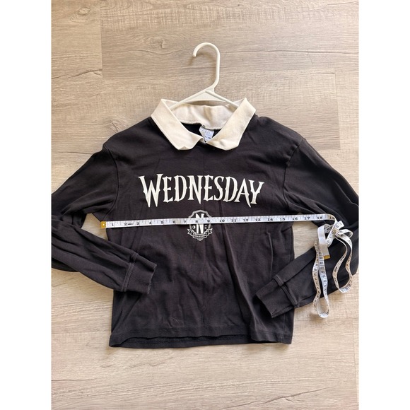 Zara Wednesday Adam's black and white collared ls shirt 11-12 - Picture 3 of 6